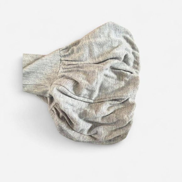 Elan Gray Cardigan Open draped flowy puffed balloon 3/4 sleeve - Picture 2 of 8